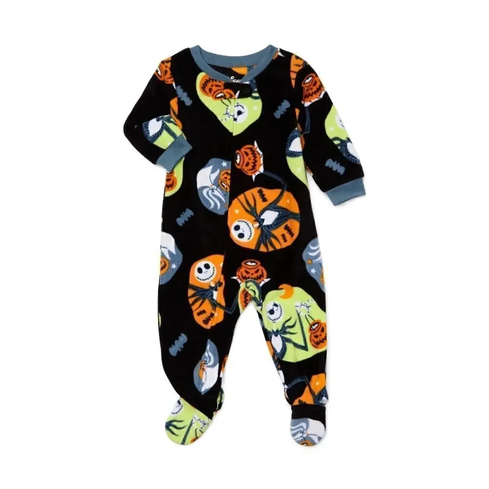 New Unisex Nightmare Before Christmas Fleece Footed Pajama Jack Skellington